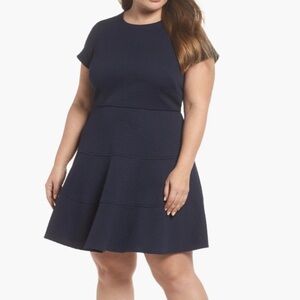 Eliza J Fit and Flare Keyhole Back Navy Blue Dress Size 20W